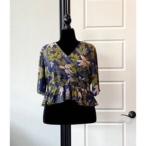 Lost + Wonder Floral Blue Summer Top